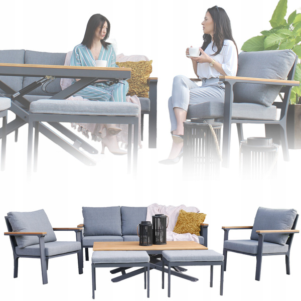 6 PCS ALU TEAK SOFA SET