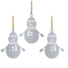 SET OF 3 CHRISTMAS TREE DECORATIONS - SILVER SNOWMAN 6,5 x 8 CM
