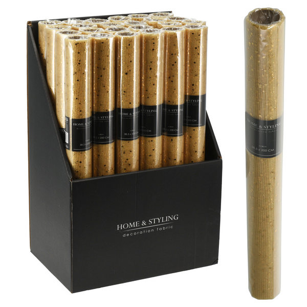 DECORATIVE FABRIC ROLL 38 x 200 CM GOLD GLITTER *3075