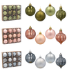 SET OF 12 BAUBLES 6 CM OLIVE/COPPER/GRAPHITE MIX DESIGNS