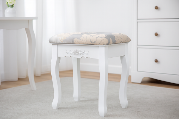 TABORET VINTAGE BIAŁY 38 x 28 x 45 cm *8447