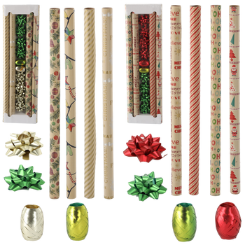 ZESTAW ŚWIĄTECZNY DO PAKOWANIA PREZENTÓW 70 x 200 CM KRAFT MIX WZORÓW *6543