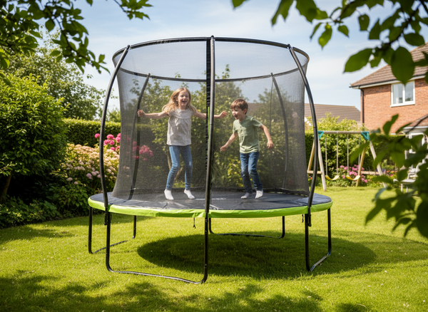 TRAMPOLINA 10FT 312 CM Z DRABINKĄ I SIATKĄ ZABEZPIECZAJĄCĄ