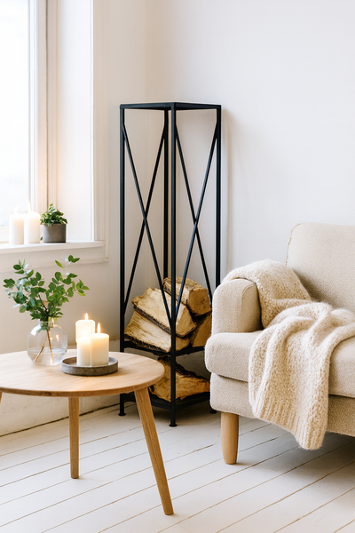 suport metalic pentru lemne de foc 34X34X111CM