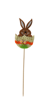 VELIKONOČNÍ OZDOBY NA ŠPÍZE - ZAJÍČEK V KULIČCE 6 x 10 CM MIX 3 BAREV balení=12ks *9014