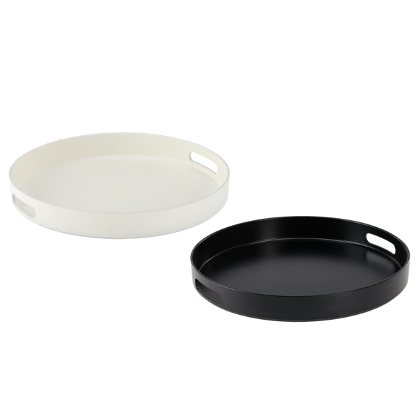 ROUND TRAY WITH HANDLES 33 x 33 x 4,2 CM WHITE / BLACK
