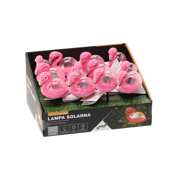 SOLÁRNÍ LAMPA VESNICKÝ FLAMINGO 10,5 x 5 x 17,5 CM TEPLÁ BÍLÁ disp=12ks *5684
