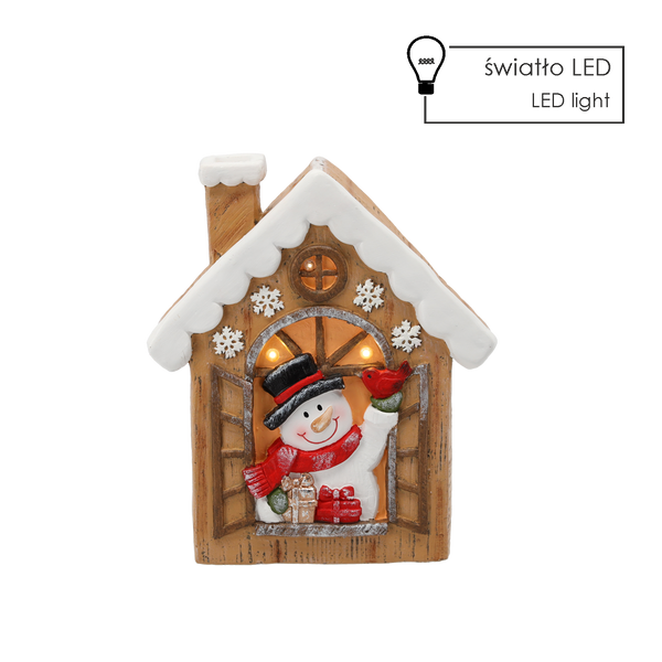 FIGURKA BOŽÍHO NAROZENÍ - DOMÁCÍ S SNĚHULÁKEM 28 X 10 X 33 CM LED *0943