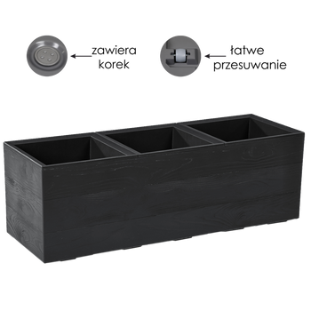 Květináč Karo 900X300MM Deska Recyklovaný Černý*48465