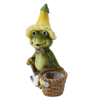 GARDEN FLOWER POT – FROG WITH BASKET 28,5 X 17,5 X 43 CM