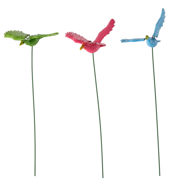 DECORATION FOR PLANT STAKE/GARDEN - BIRD 7.5 x 10 x 34 CM
