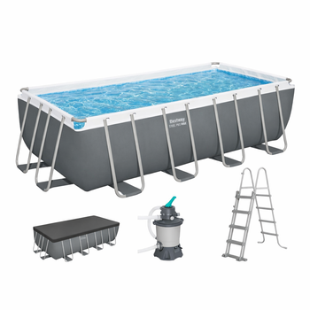 PISCINĂ CU CADRU 5,49 X 2,74 X 1,22 M (PISCINĂ, POMPA CU NISIP, SCARA, CAPAC, DISTRIBUITOR)