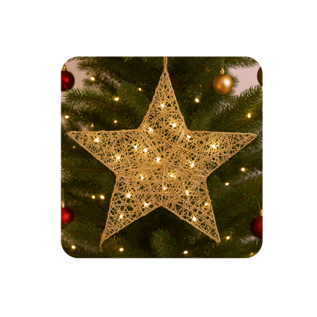 VÁNOČNÍ OZDOBY - LED HVĚZDA 45 CM ŠAMPÁNSKÉ ZLATO *6239