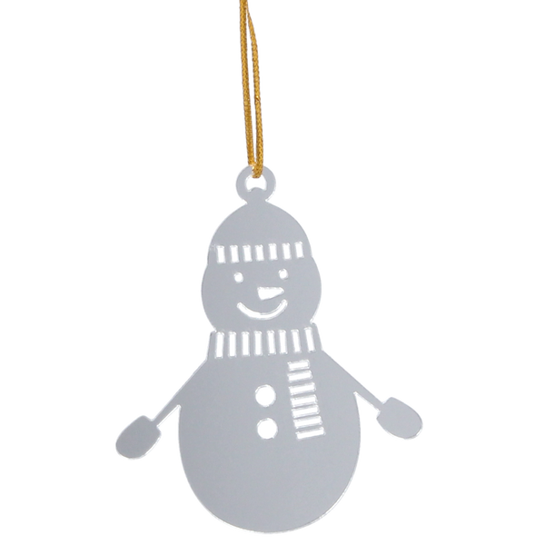 SET OF 3 CHRISTMAS TREE DECORATIONS - SILVER SNOWMAN 6,5 x 8 CM