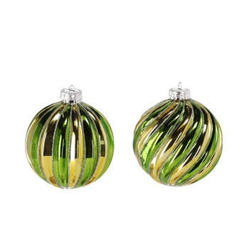 GLASS BALL - GREEN AND GOLD 8 CM