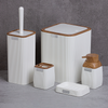 Stripe Round Bathroom Set 5 pcs - Wooden