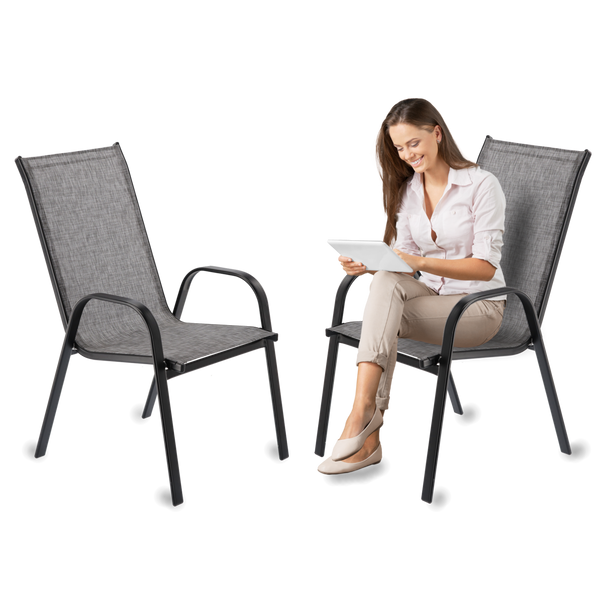 KPL. 2 KRZESEŁ OGRODOWYCH SZARYCH 54 x 72 x 96