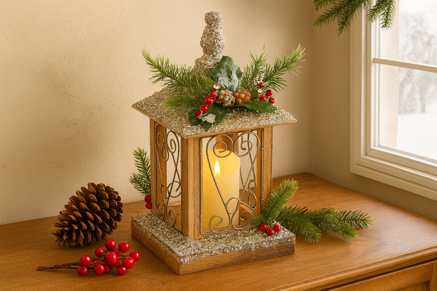 ŚWIĄTECZNY LAMPION ZE ŚWIECZKĄ DREWNIANY LED 18 x 18 x 38 CM *5201 pol_pl_SWIATECZNY-LAMPION-ZE-SWIECZKA-DREWNIANY-LED-18-x-18-x-38-CM-5201-7476_4