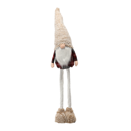 HOLIDAY GNOME WITH ADJUSTABLE LEGS 85 - 128 CM BEIGE - RED