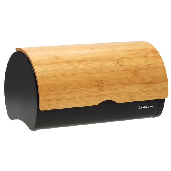 CHLEBAK SABROSO - EMALIOWANY Z POKRYWĄ BAMBUSOWĄ 38 x 25 x 18 CM CZARNY *8893