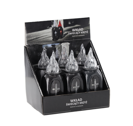 WKŁAD LED VASO ŚWIECĄCY KRZYŻ GRANIT+ZIMNY BIAŁY*2358
