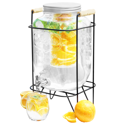 JAR 8L WITH METAL LID, TAP AND FRUIT/ICE CONTAINER