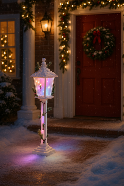 LANTERNĂ DE CRĂCIUN ALBĂ LED 19 x 19 x 85 CM *5188