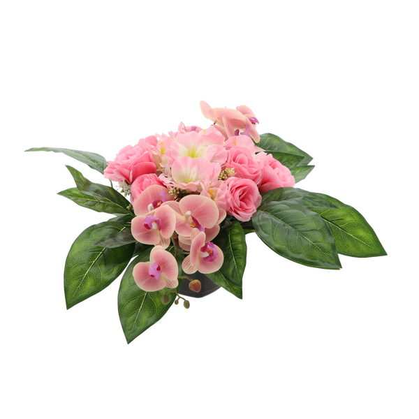 BUNCH CH-34 (WIDTH 50CM, HEIGHT 30 CM) HIBISCUS WITH ROSE AND ORCHID MIX COLOR