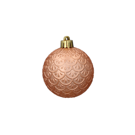 SET OF 6 BAUBLES 6 CM OLIVE/COPPER/GRAPHITE MIX DESIGNS