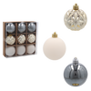 SET OF 9 ORNAMENTS 6 CM CHAMPAGNE/GRAY/WHITE