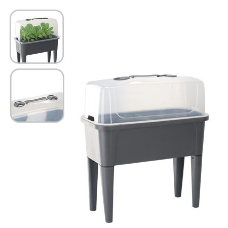 GREENHOUSE TABLE WITH LID 76 x 38 x 83 CM GREY