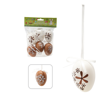 KPL. 6 OUĂ DE PAȘTE 6 CM CU SUPORTE MIX DE CULORI *9380