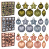 SET OF 60 CHRISTMAS ORNAMENTS OLIVE/COPPER/GRAPHITE MIX DESIGNS
