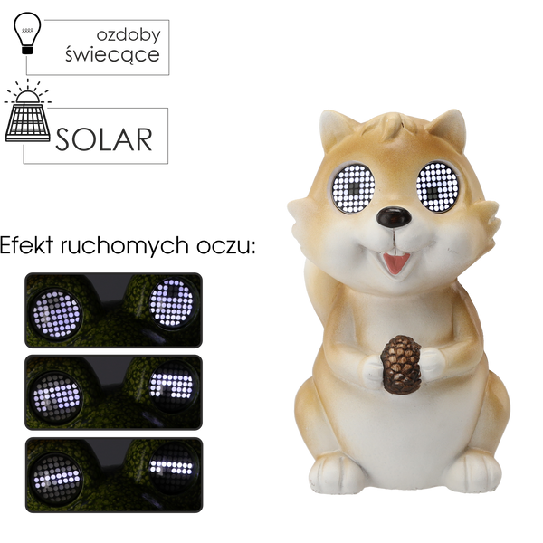 FIGURKA OGRODOWA - WIEWIÓRKA ZE ŚWIECĄCYMI OCZAMI 17,3 x 15,4 x 27 cm LED *9224