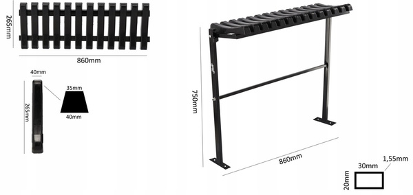 BANCĂ PLIANTĂ LUNGIME 86 CM NEAGRĂ *8299