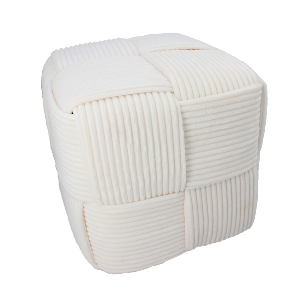 WOVEN CUBE POUF 40 X 40 X 40 CM WHITE