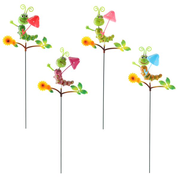 DECORATION ON A STAKE FOR A PLANT POT/GARDEN – CATERPILLAR 15 CM / 50 CM