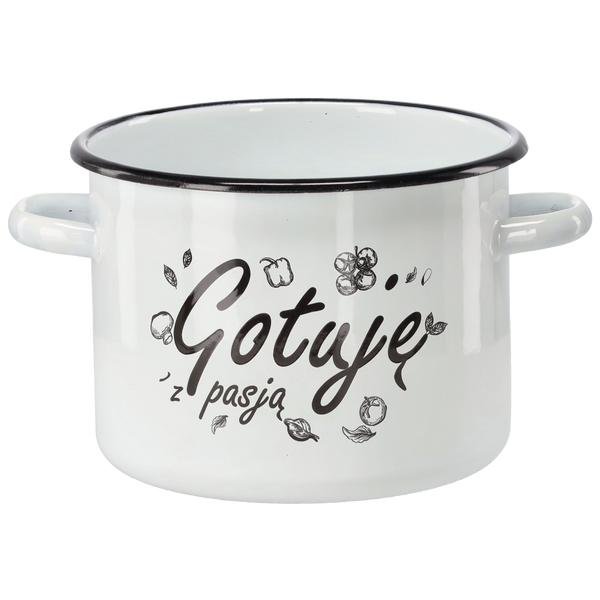 GARNEK EMALIOWANY 4,5 L 20 CM BIAŁY GOTUJĘ Z PASJĄ *2396