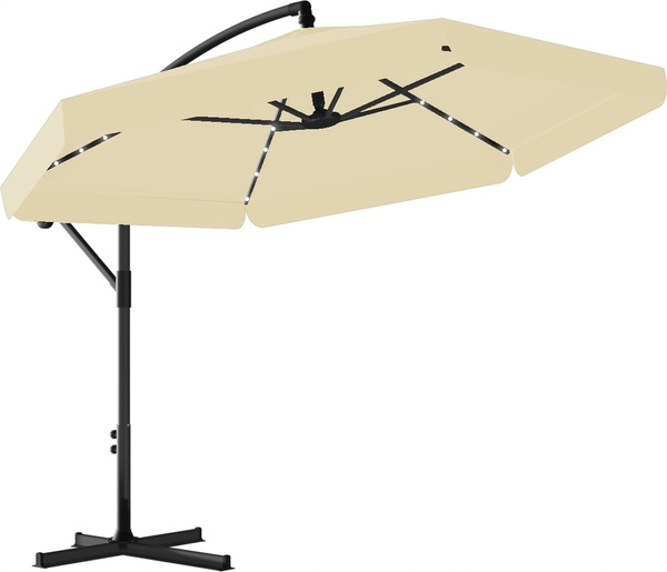 PARASOL OGRODOWY 3 M BEŻOWY "BANANA" Z POKROWCEM Z LED *1503