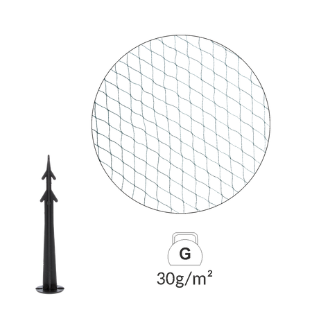 Garden securing mesh 4x10m (30g/m2) + 6 plastic pins