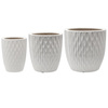 Set of 3 Ceramic Pot Covers 24.5, 32, 39 cm - White