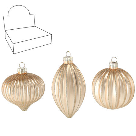 GLASS ORNAMENT - GOLD MIXED PATTERNS