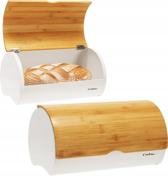 BREAD BOX SABROSO - ENAMELED WITH BAMBOO LID 38 X 25 X 18 CM WHITE