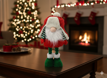 HOLIDAY GNOME WITH ADJUSTABLE LEGS 30 - 48 CM RED - GREEN
