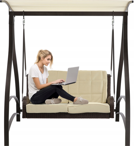 GARDEN SWING MADE OF TECHNORATTAN 166 X 130 X 170 CM BROWN PREMIUM