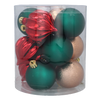 SET OF 12 BAUBLES 6 CM RED/GOLD/GREEN