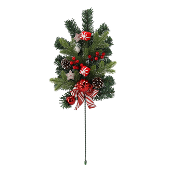 OZDOBA BOŻONARODZENIOWA - GAŁĄZKA 60 CM BIAŁO-CZERWONA *2675
