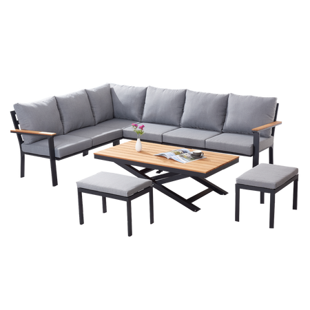 6 PCS ALU TEAK SOFA SET