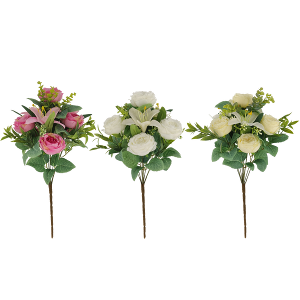 UMELÁ VETVA - KYTICA RÚŽÍ a ĽALIÍ 43 CM MIX FARIEB bal=24 ks *2904