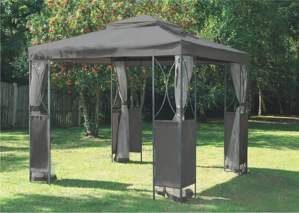 ALTANA / PAWILON OGRODOWY Z MOSKITIERĄ SZARY 2.5 x 2.5 x 2.7 M *3989